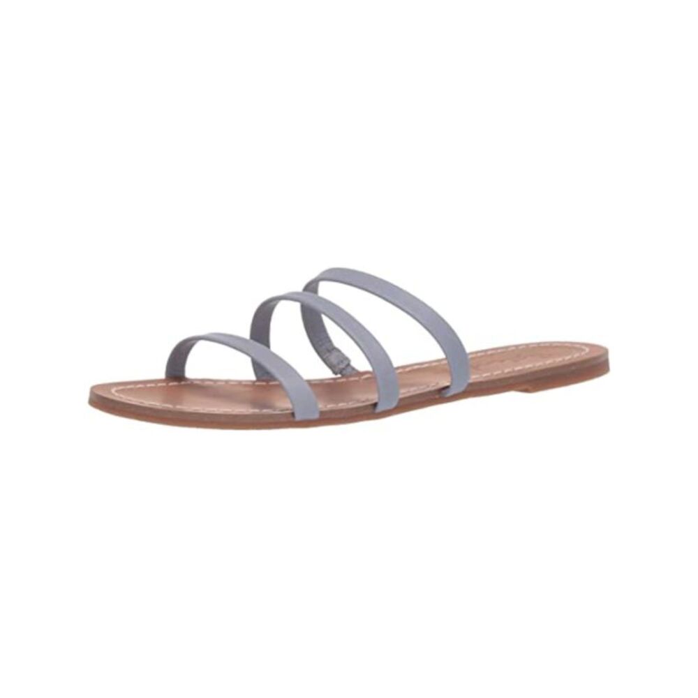 SPLENDID Womens Blue Meaghan Round Toe Slip On Leather Slide Sandals Shoes 6 M